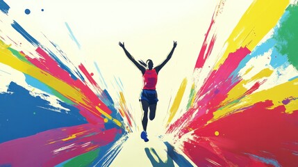 Runner Celebrating Victory at Finish Line