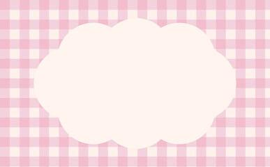春色のチェックと雲のふわふわフレーム
