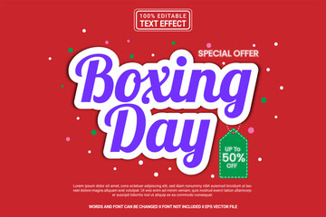 Editable text effect Boxing Day 3d cartoon template style modern premium vector