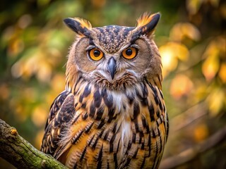 Obraz premium A powerful gaze, the Eurasian eagle owl commands attention.