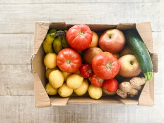 Organic fruit and vegetable box.
