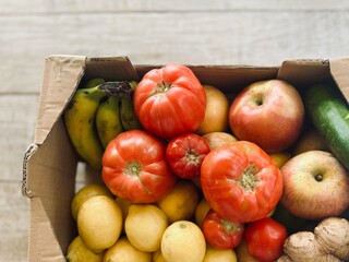 Organic fruit and vegetable box.
