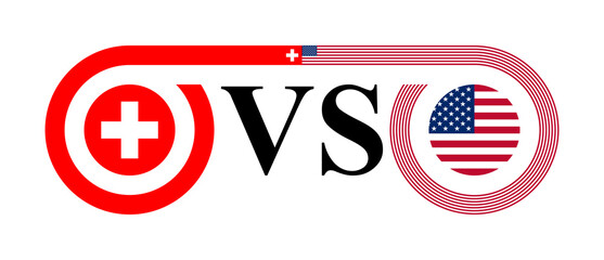 concept between switzerland vs united states. vector illustration isolated on white background