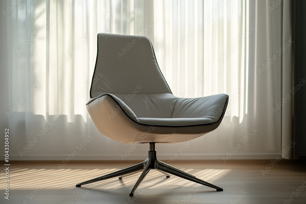 Sticker Sleek and Modern Ergonomic Office Chair in Minimalist Setting  