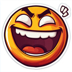 Obraz premium This image is a wicked laugh emoji or a mocking laugh emoji.