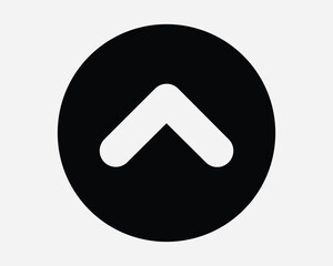 Up Round Caret Arrow Pointing Upwards Up Above North Straight Ahead Swipe Gesture Orientation Point Icon Sign Shape Line Outline Black White Vector