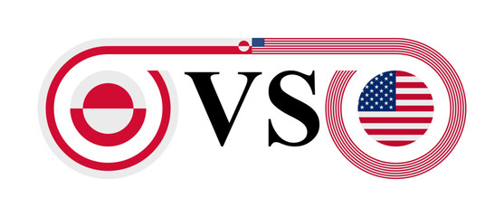 concept between greenland vs united states. vector illustration isolated on white background