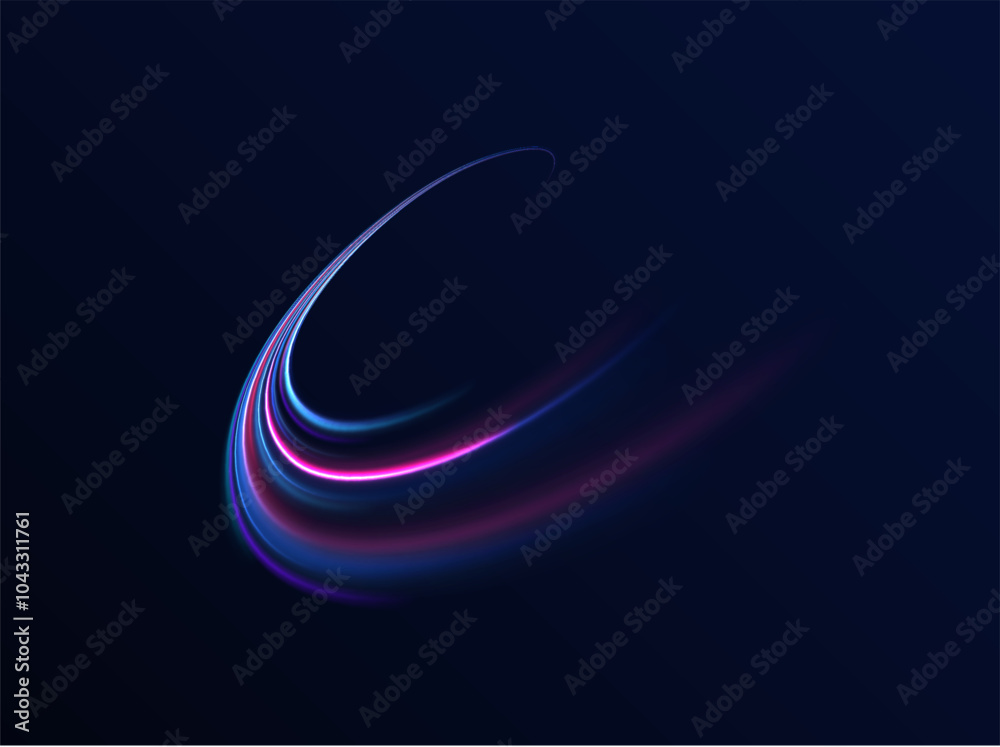 Wall mural lines in the shape of a comet against a dark background. illustration of high speed concept. motion 