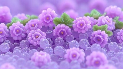 Obraz premium Purple flowers and beads in a soft, dreamy backdrop.