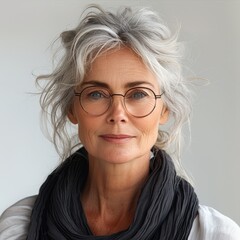 Fototapeta premium a 60 year old woman on white background.