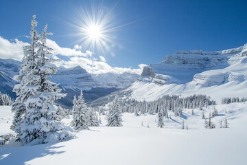 Generative AI captures stunning winter resort landscape with snowy mountains