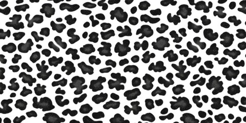 Seamless leopard print pattern in black and white. Ideal for fashion, textile design, and backgrounds with a modern, wild aesthetic.