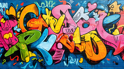 Obraz premium Colorful Graffiti Art on Brick Wall Illustration