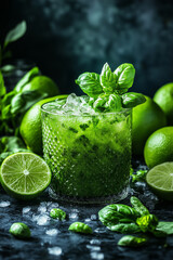Homemade Gin Basil Smash Cocktail, 