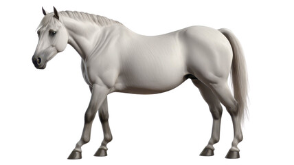Fototapeta premium A beautiful white horse standing alone