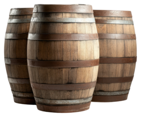 Three wine barrels ammunition weaponry bullet.