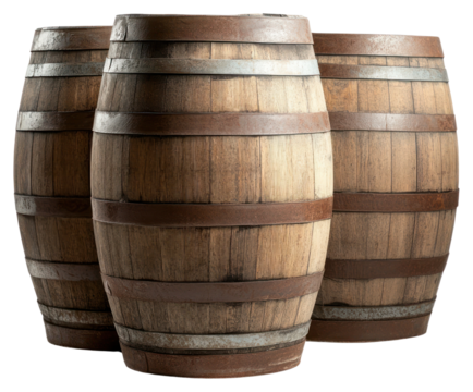 Three wine barrels ammunition weaponry bullet.