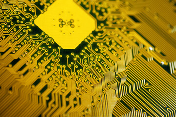 Computer motherboard. Details of a mainboard back