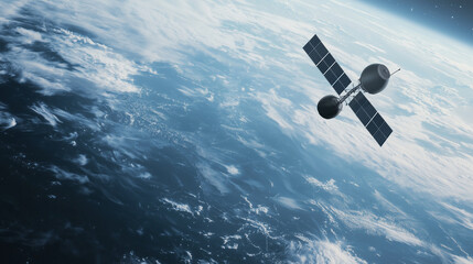 Obraz premium Satellite Surveillance System in Real Time Monitoring Ground Movement