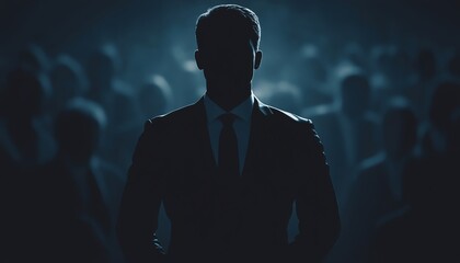 Visual of a business person silhouette in the foreground