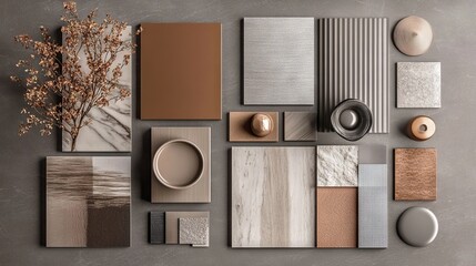 A comprehensive mood board showcasing interior materials for design inspiration.