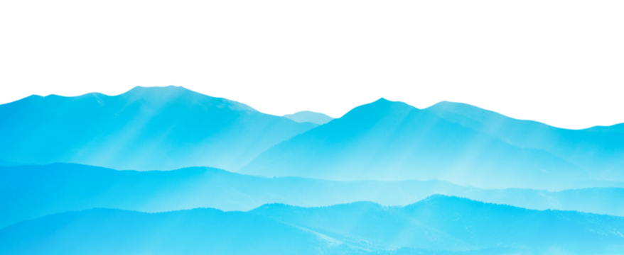 Blue mountains blue hills landscape for nature background in PNG isolated on transparent background