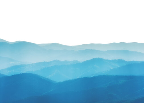 Blue mountains blue hills landscape for nature background in PNG isolated on transparent background