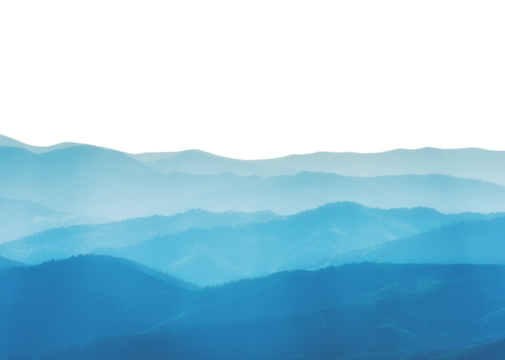 Blue mountains blue hills landscape for nature background in PNG isolated on transparent background