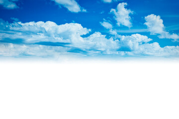 Blue sky and clouds background in PNG isolated on transparent background