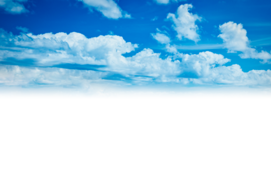 Blue sky and clouds background in PNG isolated on transparent background