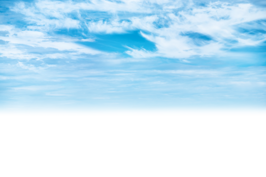 Blue sky and clouds background in PNG isolated on transparent background