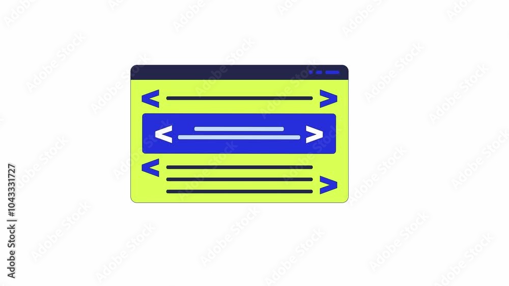 Poster computer window code arrangement construction 2d object animation. web programming cartoon 4k video,
