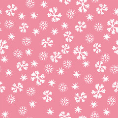 Winter seamless pattern with white snowflakes on color background. Vector illustration for fabric, textile wallpaper, posters, gift wrapping paper. Christmas vector illustration. Falling snow