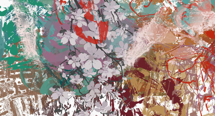 Adobe Illustrabstract background texture blurred chaotic brush strokes stylized watercolor paint..ator Artwork