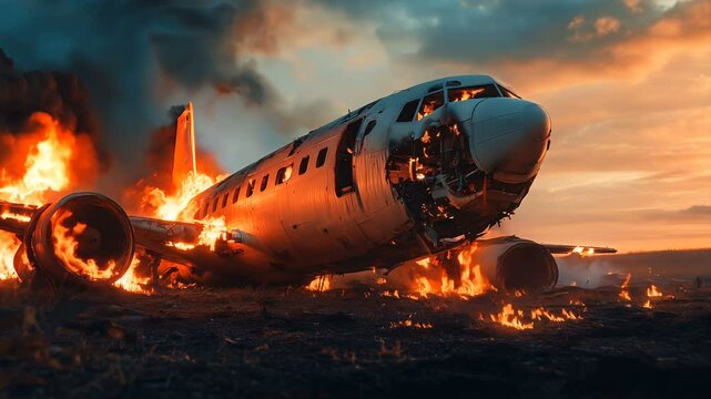 A Dramatic Plane Crash Occurs Amidst a Fiery Explosion and Chaos That Follows Afterward