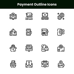 Illustration of a Payment Outline Icons Set