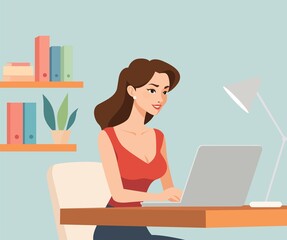 woman working on laptop