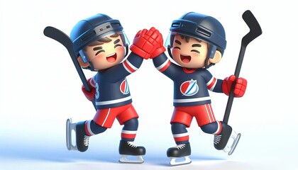 Happy Hockey Players High Five.