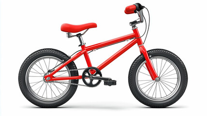 Kids red bicycle on a white background, vibrant color, realistic detail, sharp focus


