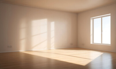 Fototapeta premium Empty room space with large window and Natural Sunlight