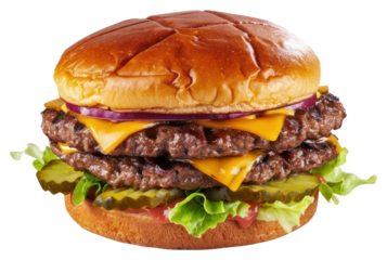 PNG Juicy double cheeseburger with pickles