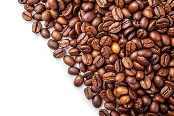 roasted coffee beans on white background
