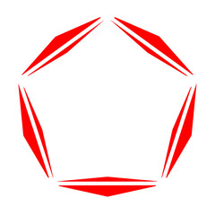 red pentagon line frame and sparkle on corner