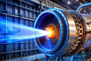 Fototapeta premium nuclear fusion propulsion with bright energy release, created with generative ai