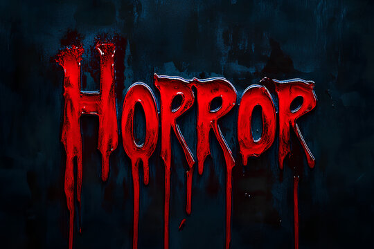 Graphic of the word "horror" with red letters and dripping blood