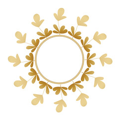 Round golden floral vintage wooden frame for your design. Vintage cover. Place for text. Vintage antique gold beautiful rectangular frames. Template vector illustration