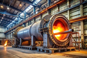 Roasting rotary furnace with pipe at manufacturing plant