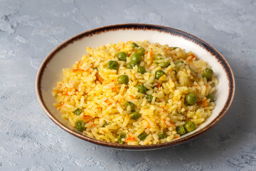 Rice pilaf with carrots and peas