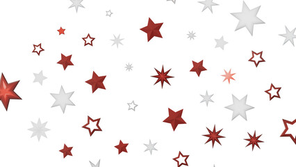 A graphic design featuring red and white stars on a black background