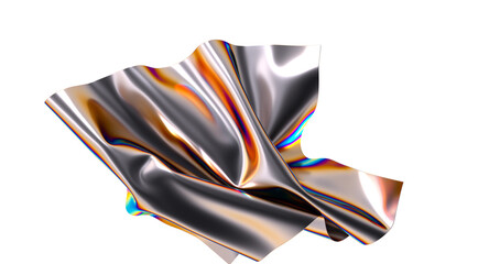 Metallic fabric with an iridescent sheen flowing gracefully
